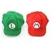 2PCS New Version Super Mario Bros Unisex Hat Cap Mario Luigi Hat Red Green