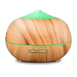 RENWER Essential Oil Diffuser Wood Grain Cool Mist Aromatherapy Humidifier 400ml Ultrasonic Aroma Humidifier with 7 Colors LED Lights & 4 Timers for Bedroom, Office, Fitness Room, Yoga & Spa