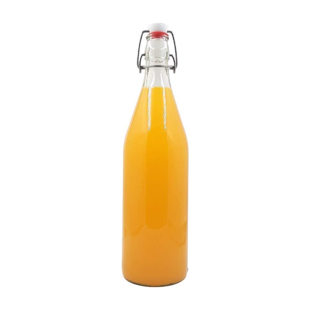 KWARE Vintage Style Glass Bottles 1 Litre Swing Top Bottles - Ideal for Domestic or Commercial Use - Fill with Water, Wine, Liquor, Oil, Beer, Schnapps or Cordials (Clear)