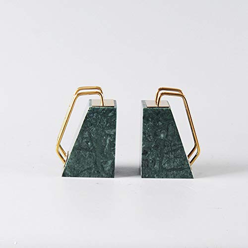 MQW Creative Stainless Steel Staircase Design Marble Base Bookends Magazine Shelf Home Living Room Bedroom Hotel Cafe Bookstore Table Decorations 11 6 16CM Delicate and Beautiful (Color : Green)