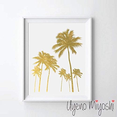 Palm Trees Gold Foil Art Print California Palm Tree I Gold Print Modern Gold Wall Art Decor Home Office Nursery Gold Art Wall Decor (08" x 10" UNFRAMED)