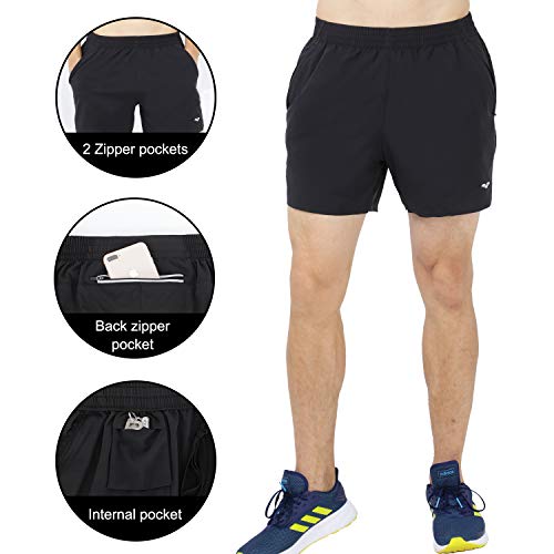 MIER Men's 5 Inches Running Athletic Shorts Quick Dry Workout Training Tennis Shorts with 4