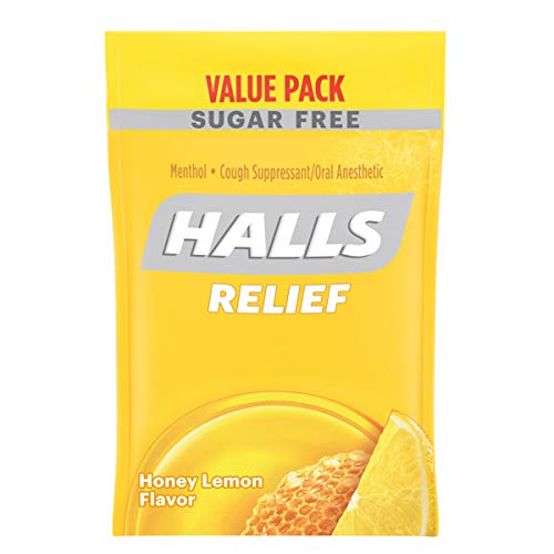 Halls Sugar Free Cough Suppressant, Honey-Lemon, 180-Drop Bag