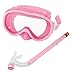 Kids/Children Snorkel Set, Swimming Goggles Semi-Dry Snorkel Equipment for Boys and Girls Junior Snorkeling Gear Age 5 Plus (Pink)