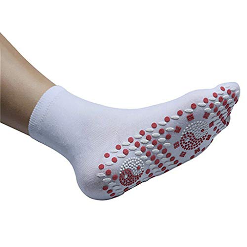 Jinjin Self-Heating Health Care Socks Tourmaline Massage Socks Relieve Leg Fatigue Pain Regulation Blood Flow Soft and Comfortable Long Service Life (White) - Thumbnail 2