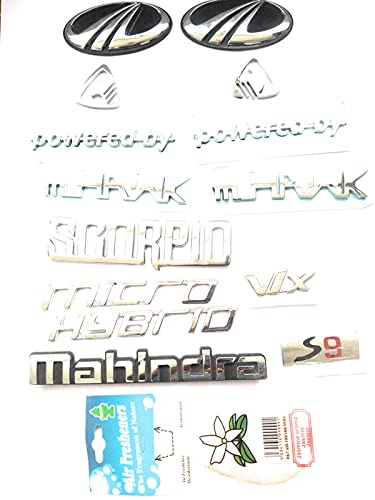 KarGide Car Monogram Symbol Sticker Letter 3D Emblem Badge Logo for Scorpio Powered by Micro Hybrid S9 Model Complete KIT with Perfume.