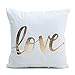Kingla Home Decorative Throw Pillow Covers Golden Love White Pillow Cases 18x18 inch Square Couch Cushion Covers
