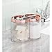 mDesign Plastic Canister Jar Organizer Set with Storage Lid - Home Decor Holder for Bathroom/Restroom Vanity Countertop - Holds Cotton Balls, Soap - Lumiere Collection - 2 Pack - Clear/Rose Gold
