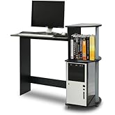 Furinno COMPACT Desk, 28.5" Wide Gaming Desk with Shelves, Computer Desk with Book Shelf, Office Desk for Home Office, Study Room, Dorm, Bedroom, Black