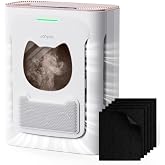 uahpet Air Purifier Slim (White+Pink) + 6 Pack Washable Pre-Filters