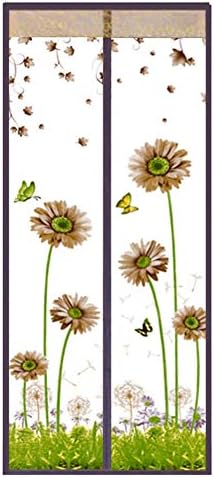 POEwjCCk Flower Butterfly Summer Magnetic Screen Door Anti Mosquito Bug Fits Door Opening Up to 90cm x 210cm Coffee