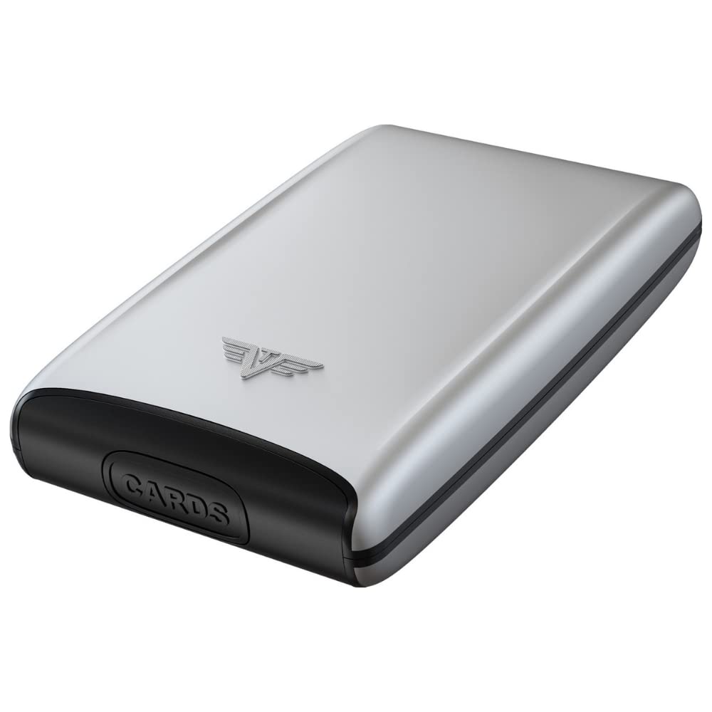 TRU Virtu® Credit Card Holder - Ultra Light Aluminium Case - Silver Arrow - RFID NFC Protection - Slim Wallet