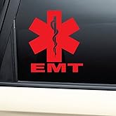 Nashville Decals EMT Medical Emblem Vinyl Decal Laptop Car Truck Bumper Window Sticker - Red