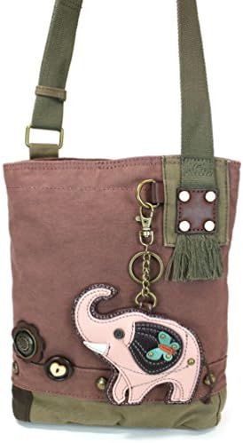 Handbags Patchwork Crossbody Canvas Mauve messenger bags with Pink Elephant Coin Purse