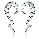 BodyJ4You Glass Tapers Kit 2 Pieces Black Helix Teardrop Glass Plugs 8G-16mm