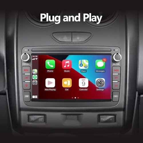 LXKLSZ Car Radio Compatible with CarPlay Wireless/Android Auto for Renault Dacia Duster Sandero Logan Captur Symbol Dokker with Touch Screen IPS/Bluetooth/Mirror Link/FM/AM/USB