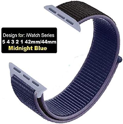 Niyo Nylon Band Compatible with Apple Watch Series 5, Series 4, Series 3, Series 2, Series 1, (Watch Not Included) (42mm/44mm, Mid Night Blue Black)