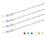 PryEU Blue 470nm LED Strip Lights for Car Trailer RV Boat Motorcycle Interior Exterior Lighting 12V 12'' Waterproof 3528 SMD Pack of 4