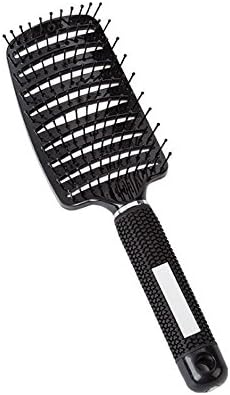 Justime Vent Hair Brush, Thick Long Curly Paddle Hair Detangling Massage Brushes, Fast Drying Hair Straight Barber Volume Comb, Curved Anti Static Styling Tool for Wet/Dry hair (black)