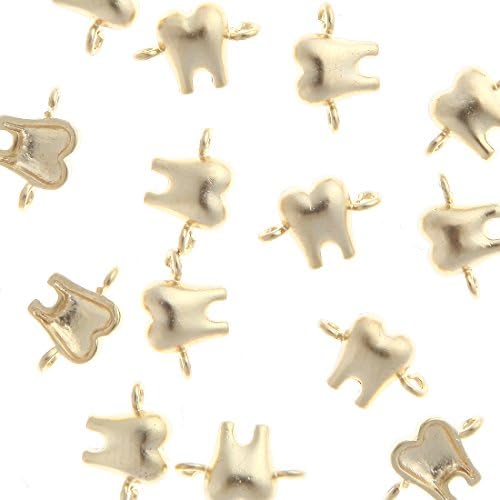 4 Pieces of Gold Tooth Metal Beads Pendants Connectors Charm Links Beads for Earrings Necklace Bracelets etc. Jewelry Making Supplies - annielov #MB-172-GD