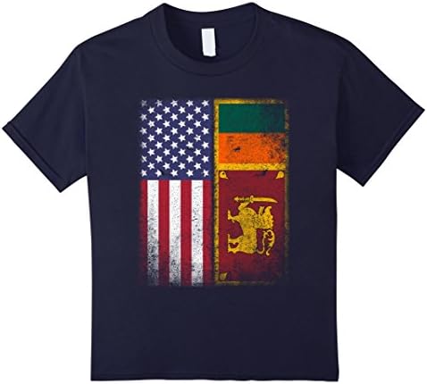 unisex-child American Sri Lankan Flag T-shirt Sri Lanka Pride Heritage 8 Navy