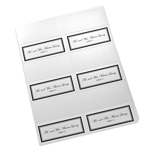Documents and Designs Double Line Border Easy Print Place Cards, Pearl White, Black, Set of 75 (13 Sheets)