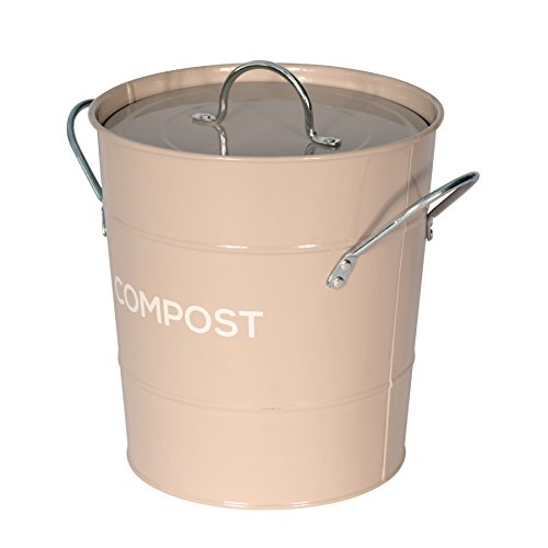 Coffee (Brown) Metal Kitchen Compost Caddy - Composting 