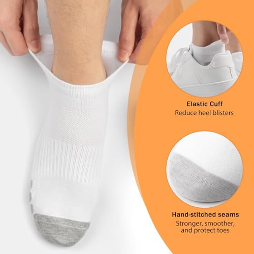 YouShow Cotton Trainer Socks 10 Pairs, Ankle Sports Socks for Men & Women Anti-Blister