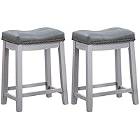 Angel Line Cambridge Bar Stools, 24" Set of 2, Gray Cushion