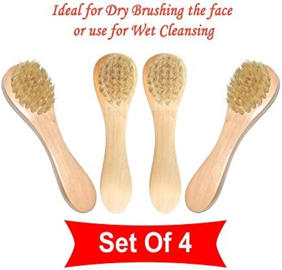 4 Packs Facial Cleaning Brush, Facial Exfoliating Brush, Skin Care and Facial Scrub Brush with Natural Soft Bristles