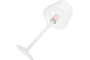 Toyvian Large Pink Rose Crystal Wine Glass Stemmed Sparkling Wine Glass for Home Bar Elegant Delicate