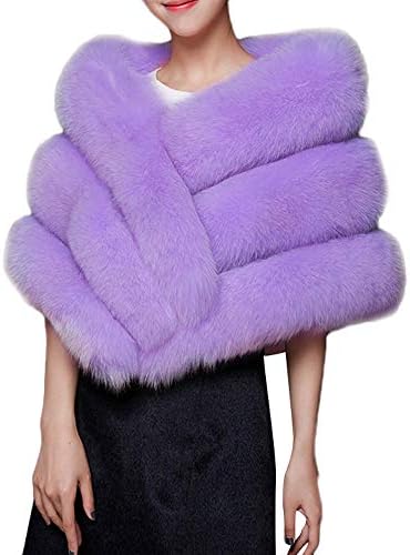 Amiley Extra Large Women's Faux Fur Collar Scarf Soft Winter Warm Ladies Long Shawl Wraps for Bridal Wedding Coat