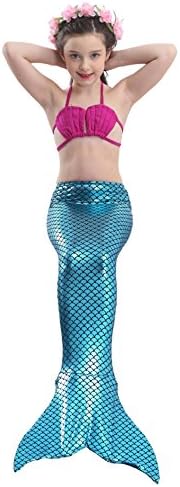 Koveinc Kids Sparkle Mermaid Tail Monofin Swimmable Swimwear Dark Blue