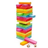 Xin store 54 Pcs Classic Colored Wooden Tumbling Tower Blocks