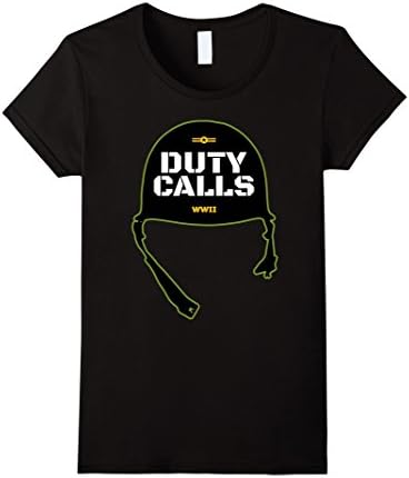 Womens Duty Calls WWII T-Shirt Gift Medium Black