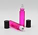 Simple-e- 5pcs 10ml (1/3oz) Glass Roll on Hot Pink Colorful Stainless Steel Roller Ball Essential Oils Perfume Heavy Thick Glass Bottles Black Cap Stainless Steel Roller Free Gift Epacket Shipping
