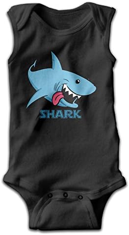 POOP-C Newborn Babys 0-24 Months Shark Cartoon Sleeveless Romper Bodysuit Outfits Black Size Newborn