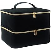 Nail Polish Carrying Case, Double-Layer Nail Polish Storage Bag- Fits Nail Dryer Lamp and 30 Bottles(15ml/0.5 fl.oz), Nail Po