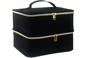 BOCZIF Nail Polish Carrying Case, Double-Layer Nail Polish Storage Bag- Fits Nail Dryer Lamp and 30 Bottles(15ml/0.5 fl.oz), Nail Polish Organizer bag with Adjustable Dividers for Manicure Set (Black)