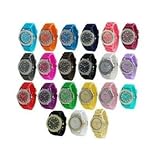 10 Assorted Geneva Crystal Rhinestone Large Face Watch Silicone Jelly Link Band