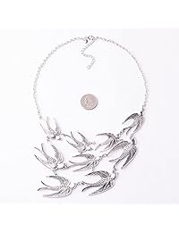 Jane Stone collar de golondrina estilo antiguo, gargantilla con significado, joyas para mujer, metal común, Gris (Antique Silver), N0060808H30-JS