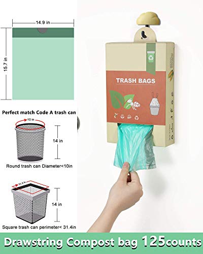 1.2 Gallon Small Trash bags Drawstring Trash Bags, 125 pack compostable car trash bags, Fit 4.5-6 liters Strong Garbage Bags, Bathroom Trash Can Bin Liners, Small Plastic Bags for home office White