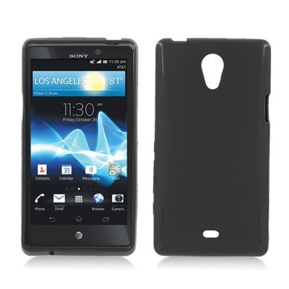 Silicone Solid Skin Gel Cover Case For Sony Xperia TL LT30at, Black, Aimo Wireless
