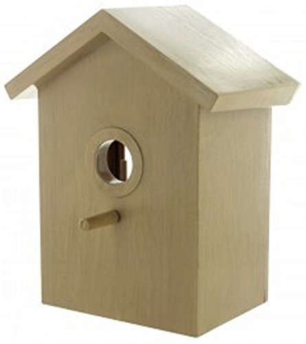 Window Birdhouse with Clear See Through Viewing, Slide Out Rear Panel, Mylar Privacy Film, Wooden Look Suction Cup Attachment Plastic Birdhouse
