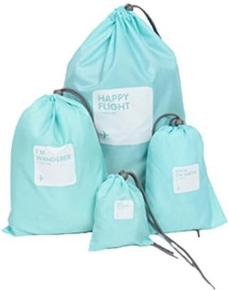 Huachnet 4-in-1 Outdoor Travel Home Waterproof Drawstring Bags Ditty Bags Cord Bags-Pack of 4 Different Size Bags (Sky Blue)