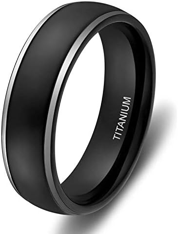 Ed ShineWedding Rings for Men and Women 4 mm 6 mm Matte Black with Polished Edge