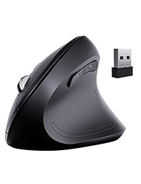 VicTsing Ratón ergonómico, 2,4 G óptico inalámbrico con DPI 1000 1600 2000 2400, 6 botones para PC, escritorio, ordenador portátil (negro)