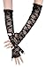 Pair Wedding Feminine Fingerless Arm Warmer Elbow Length Lace Gloves - Black