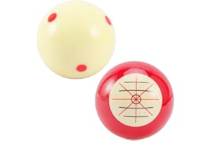 QWLWBU 2Pcs Professional Billiard Training Cue, Pool Cue Ball, 2.25in (Red+White)