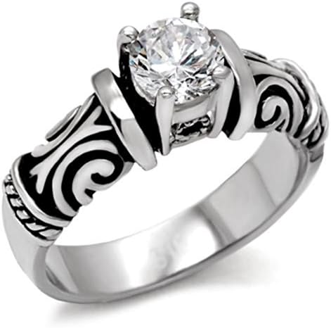 Middle Stone Tribal Ring - Irish Celtic Ring - Cubic Ziconia Heart engagement rings for women. CZ Wedding ring with Faux Carat Stone. (10)